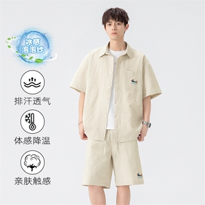 特批P39无差价夏季泡泡纱透气刺绣腊肠狗短袖套装CD5483+DK5863图片