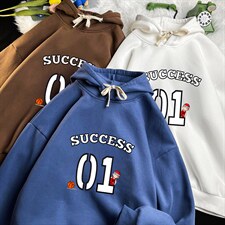 WY2205-P35加绒款-P40纯棉连帽卫衣男大码运动帽衫宽松薄，男装卫衣，电商A040