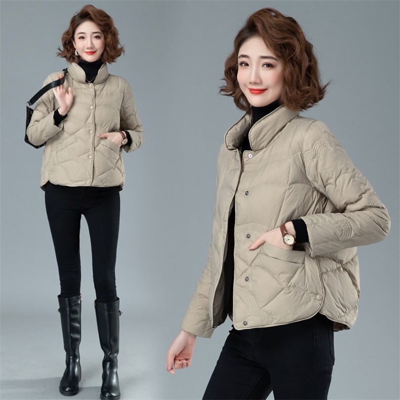 2022短款羽绒服90白鸭绒设计感小众加厚立领冬外套图片