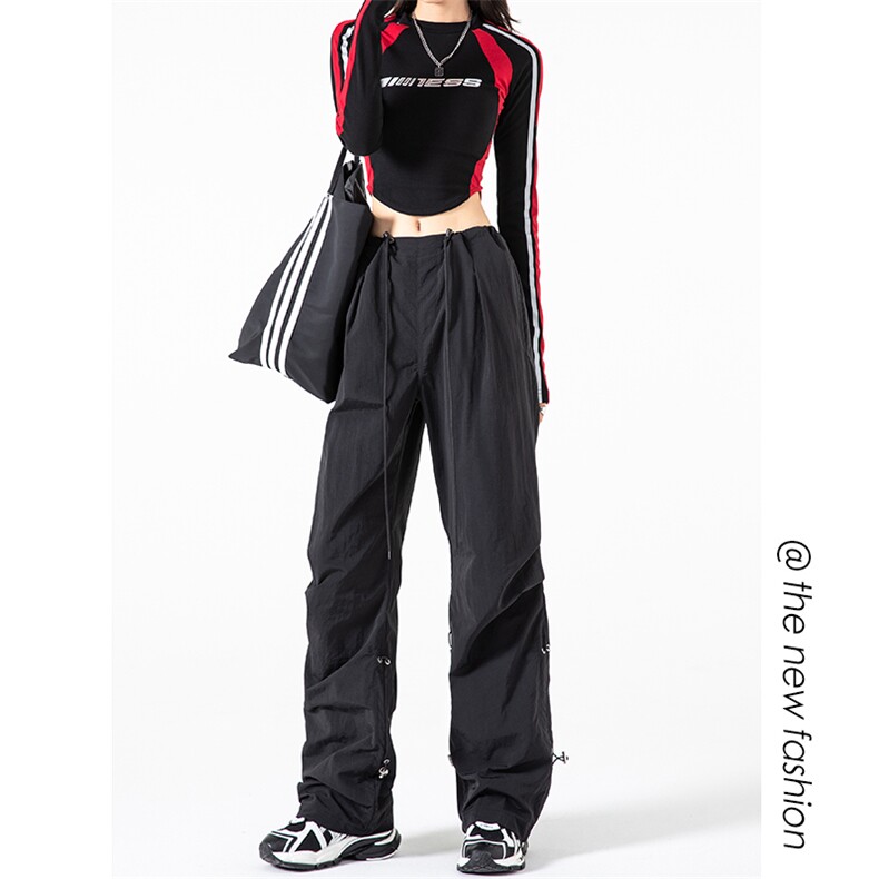 2026春季新款日系痞帅降落伞兵裤男抽绳拖地裤K1171-特P40控78，男装休闲裤，电商A001