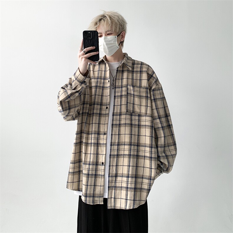 厚款毛呢格子衬衫男小香风外套KD612-P5078，男装衬衫，电商D312-1