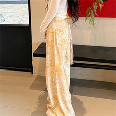 提花满印微喇牛仔裤男美式高街窄版修身显瘦直筒阔腿裤子K87，男装牛仔裤，星座516A