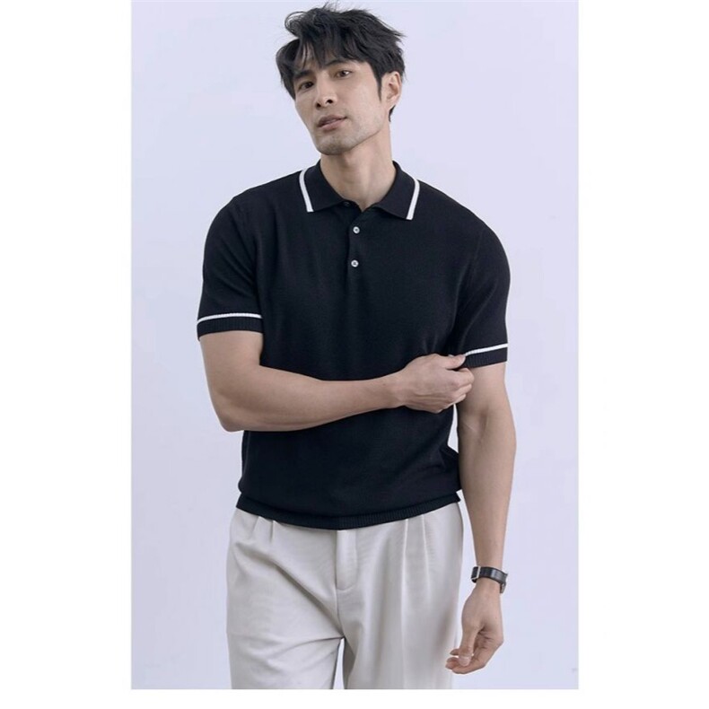 夏季休闲POLO衫男士英伦轻熟半袖针织透气翻领T恤A3662-P45,男装T恤,星座208-5