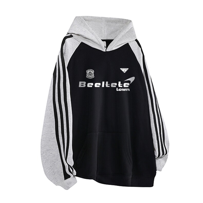 抖音得物高品质支持退换480克全棉加绒加厚宽松织带印花卫衣A0804，男装卫衣，电商A443