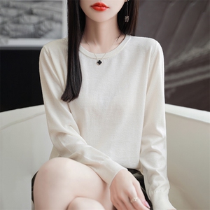 宽松天丝针织t恤短袖百搭纯色体恤女25夏季新款薄款桑蚕丝包袖图片