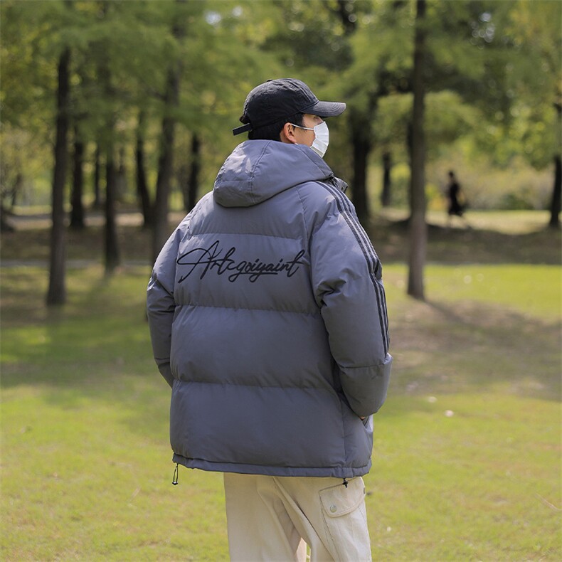 拼三条杠宽松男女情侣羽绒棉面包服连帽棉衣C408M1258P100,男装棉衣,电商C408(原B339-1)