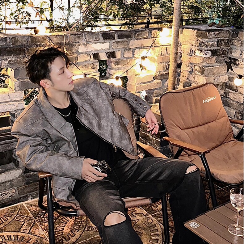 《自拍图》不规则拉链PU皮衣外套男款春季潮牌JD011-P88,男装皮衣,星座1109-4