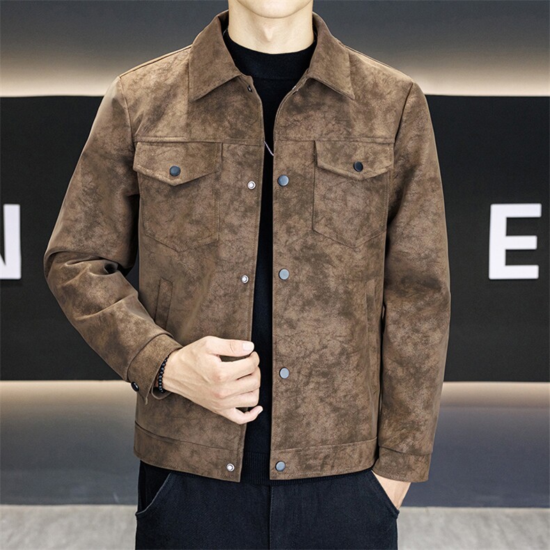 加绒款皮衣外套复古百搭宽松机车服pu皮夹克JK2566常规P78加绒P88,男装夹克,星座301B-1