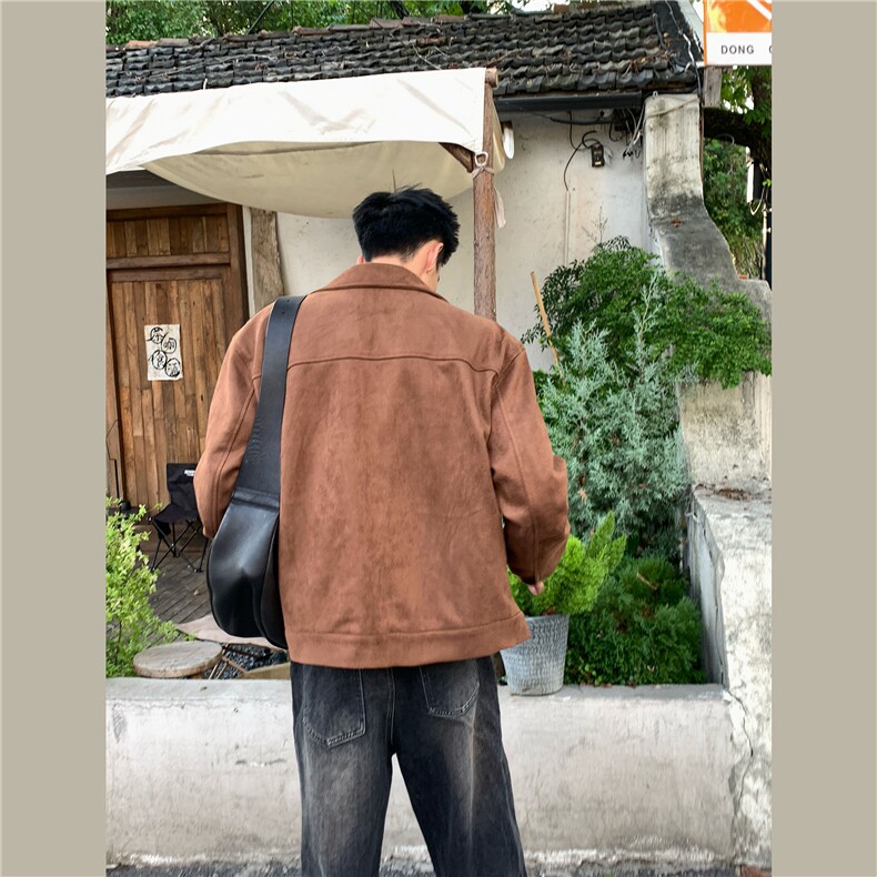 JK721-现货-M-3XL-特P60-X138-美式仿麂皮磨砂高级感复古夹克外套,男装夹克,星座1811B