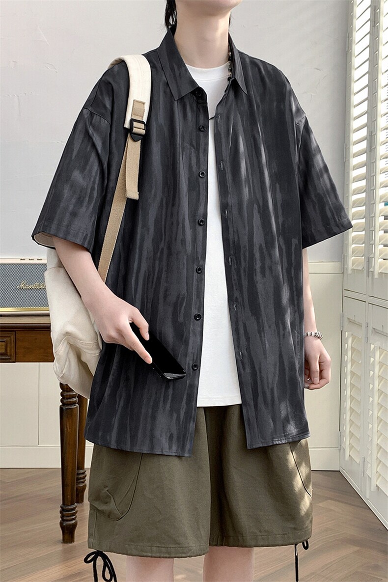 精品花衬衫男短袖夏季痞帅休闲上衣服外套翻领大码衬衣男A012P25,男装衬衫,电商A012
