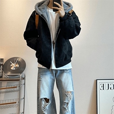 网图美式连帽座山雕皮衣外套加绒毛领棉衣夹克A025-SY1656-P99，男装夹克，电商A025