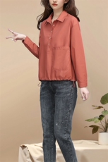 衬衫女2023年秋季新款小个子韩版宽松休闲中年妈妈百搭衬衣潮，女装衬衫，曼沙奕珂
