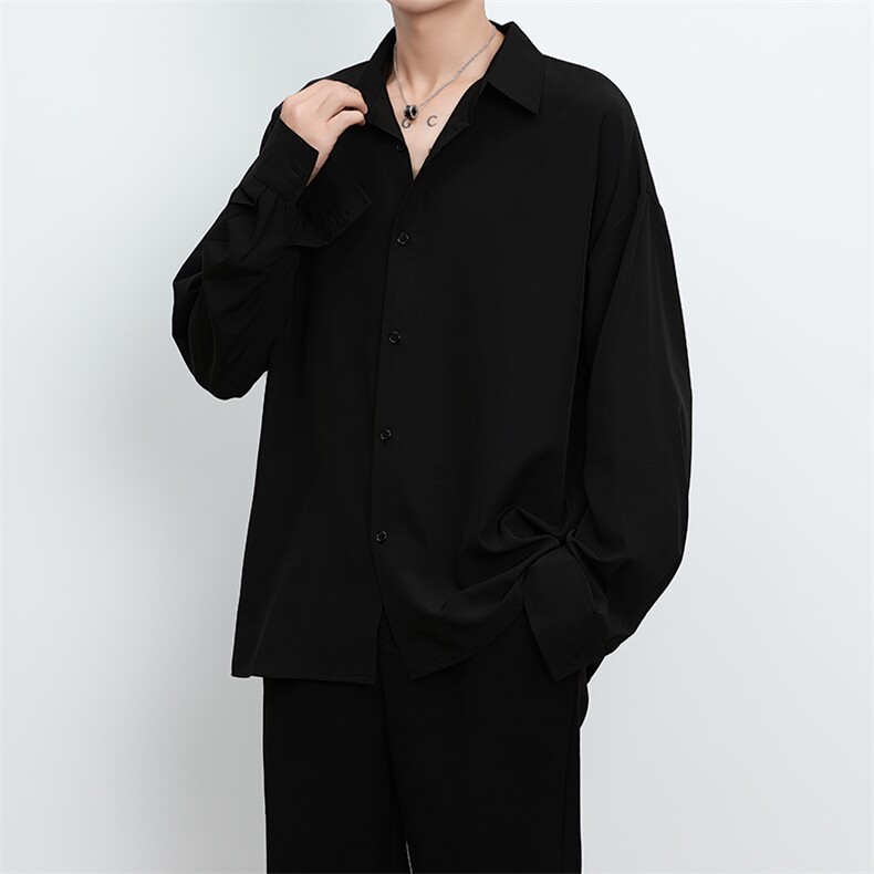 港风大码美式vibe潮牌痞帅翻领长袖衬衫男 XZ213-CS8807-P55控68图片