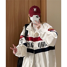 中性风2024秋装复古机车服ins潮牌夹克外套上衣女H806P108，男装夹克，电商A341