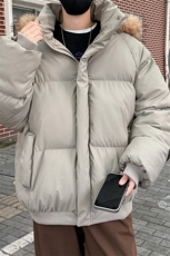 MY5088/P130冬季大毛领PU皮棉衣男可拆卸帽可立领可连帽棉服棉袄，男装棉衣，电商A141