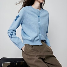 2025羊毛芝麻针开衫舒适百搭简约秋冬新款保暖软糯，女装羊毛衫，莺澜羊绒