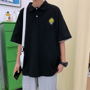 高点击 夏季夏装 龙珠印花港风短袖翻领T恤男五分袖Polo衫T14 P33图片