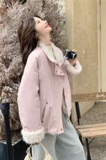 现货立领羊羔毛外套2C117-1811P175K268，女装棉衣/棉服，2C117