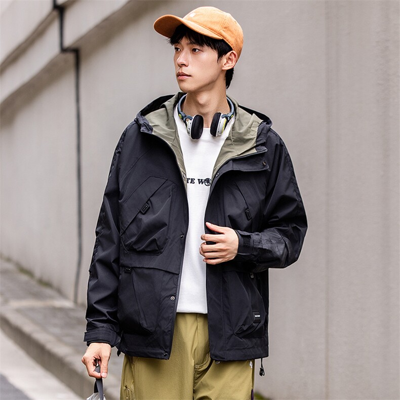 【限价199】2025春秋季新款登山服男士夹克宽松潮流速干连帽外套,男装夹克,电商D215