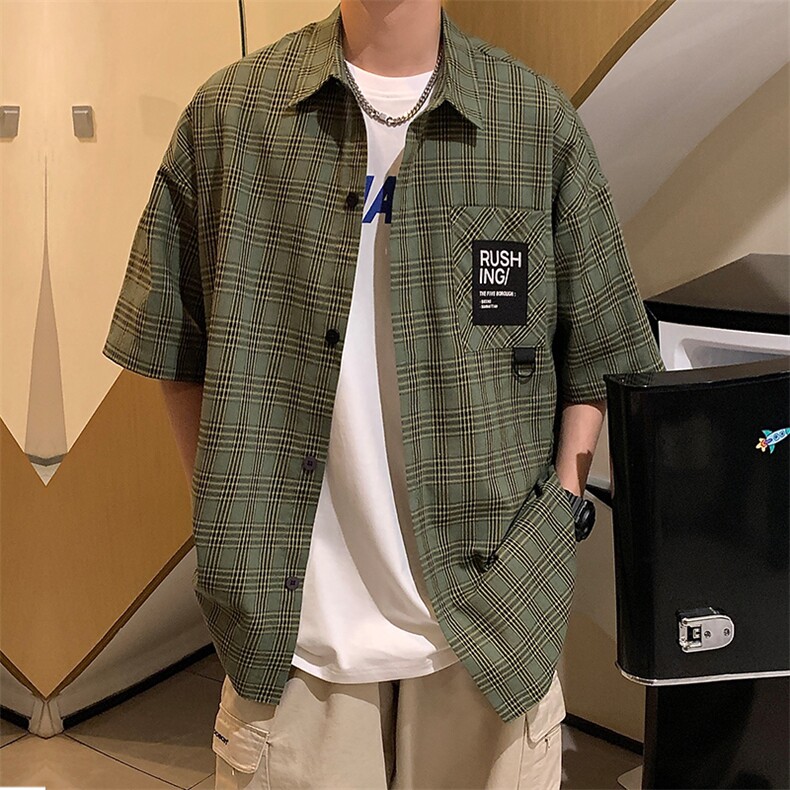 夏季条纹五分袖衬衫男修身款半袖衬衣A409-1,男装衬衫,电商A409-1