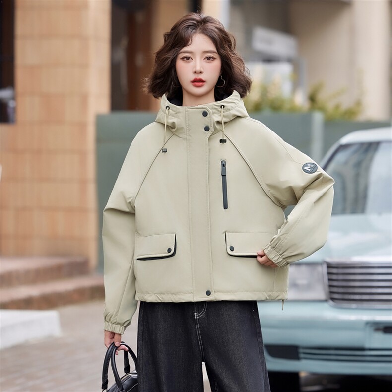 加绒加厚派克服棉服女2025冬季新款小个子宽松休闲连帽工装冲锋衣,女装派克服,慕依路
