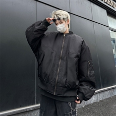 美式纯色MA1飞行夹克短宽解构棉服男女潮宽松重磅外套W6312-P86，男装夹克，星座412-2