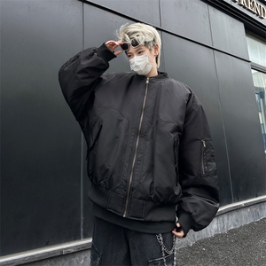 美式纯色MA1飞行夹克短宽解构棉服男女潮宽松重磅外套W6312-P86