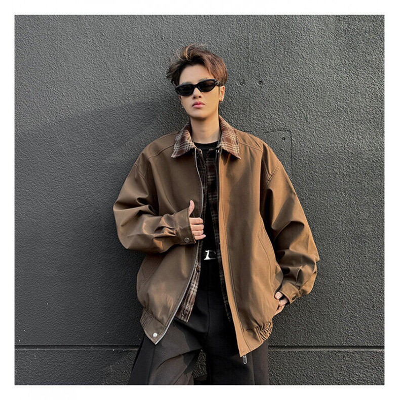 美式复古男春季假两件夹克翻领短款外套休闲宽松棒球服JK0643-P68,男装夹克,星座308B-1
