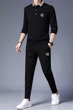 中年刺绣T恤套装男春秋季薄款商务休闲男装新款2022男士两件套，男装休闲套装，电商B212（原钱塘6029）