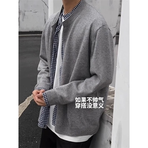 MY7100-P79秋冬慵懒风简约百搭重磅毛衣男长袖宽松休闲情侣