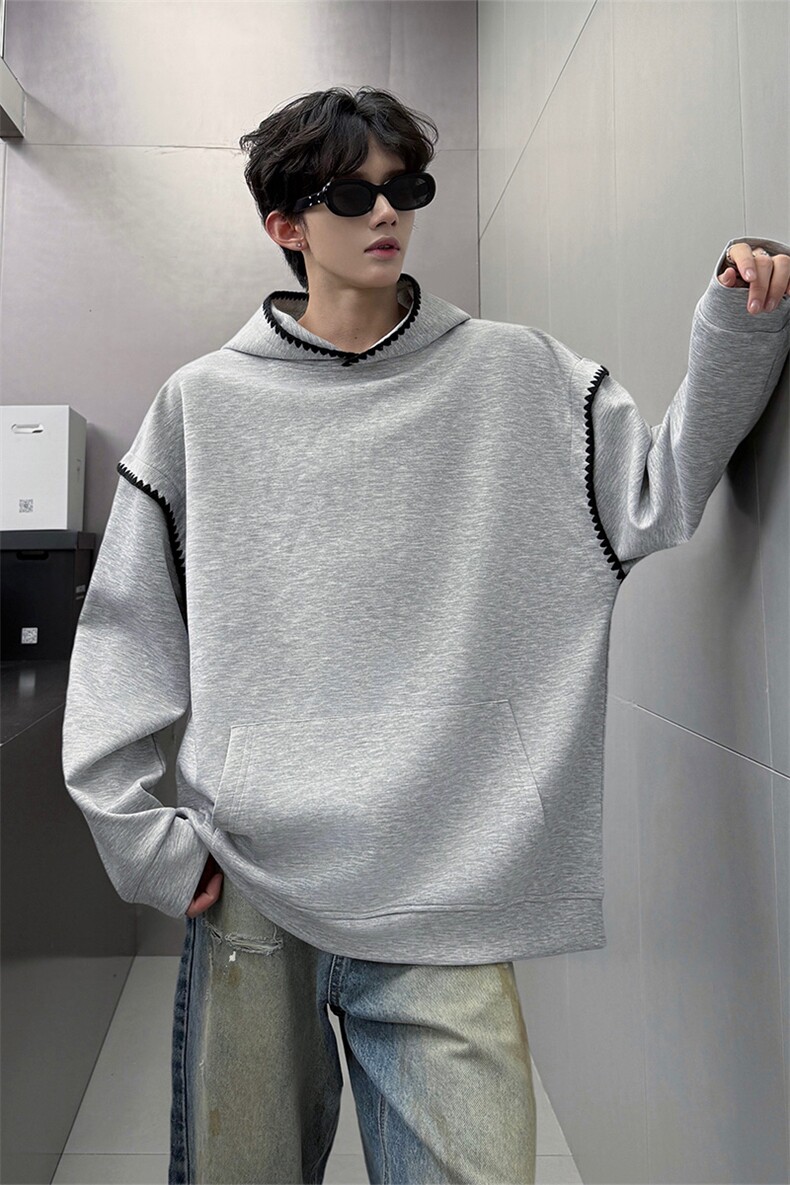 WY10155-特P48控88新款连帽贝壳绣花麦穗提花大码男宽松情侣卫衣,男装卫衣,电商A059