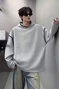 WY10155-特P48 控88新款连帽贝壳绣花麦穗提花大码男宽松情侣卫衣图片