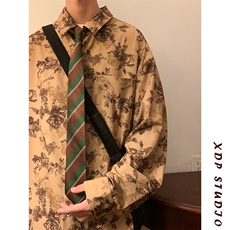 春季复古港风花衬衫设计感小众宽松上衣A061-EC50088-特批35限58，男装衬衫，电商A061