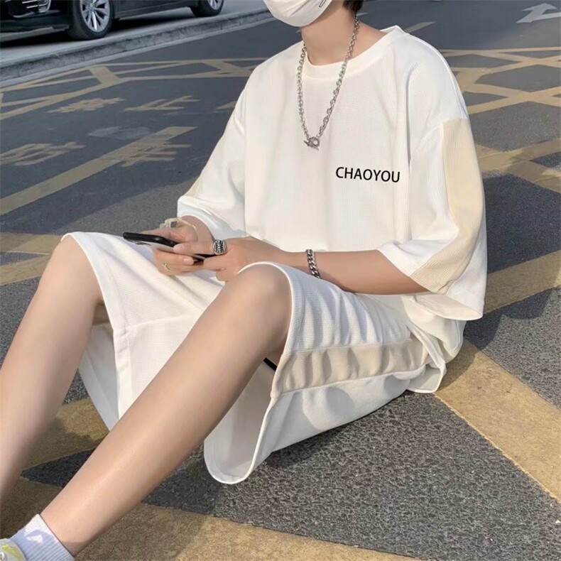 wassupcandy夏季短袖t恤休闲运动套装男大码裤子半袖上衣服一套,男装休闲套装,星座1008