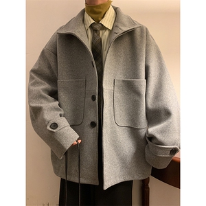 N8181/P90秋冬新款毛呢大衣男装呢料外套oversize工装毛呢夹克图片
