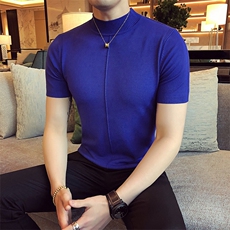 M01/p45针织衫毛衣男早秋男士半高领纯色修身内搭打底衫线衣，男装针织衫/毛衣，电商D303