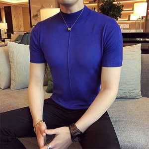 M01/p45 针织衫毛衣男 早秋男士半高领纯色修身内搭打底衫线衣图片