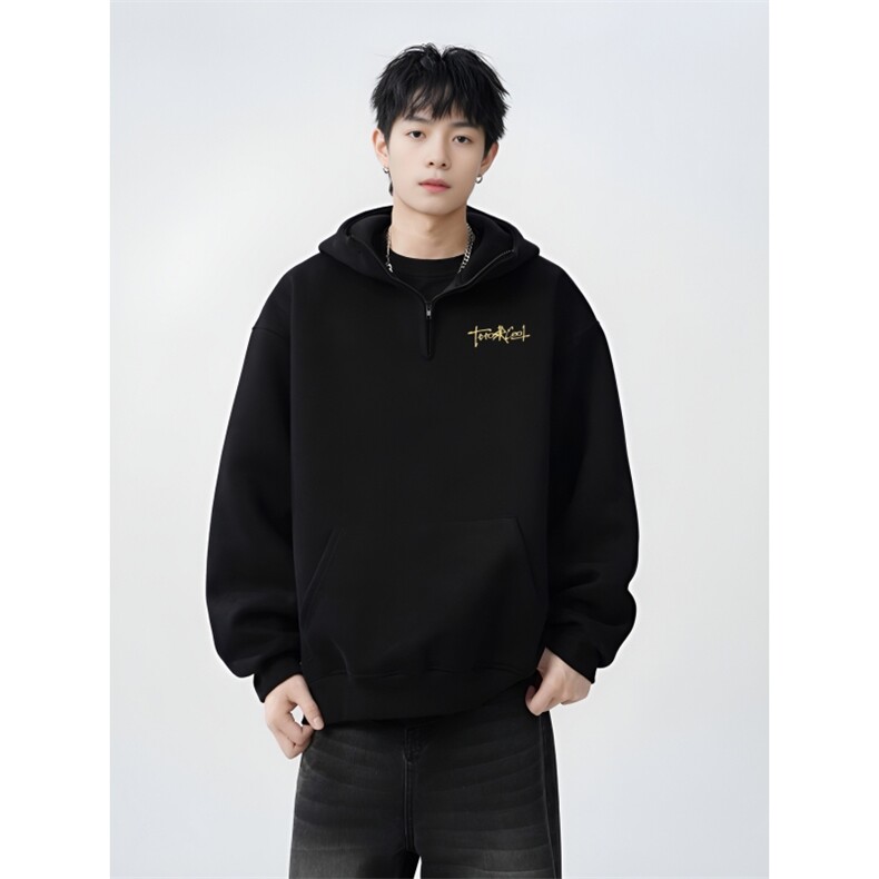 2025秋冬新款半拉链连帽卫衣加绒加厚，男装卫衣，电商A336-2