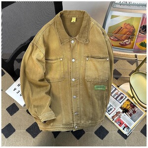 渐变做旧牛仔外套男女春季美式复古vibe工装夹克潮牌痞帅宽松上衣图片