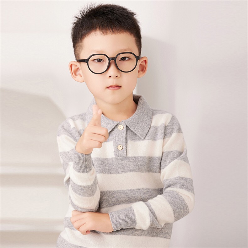 儿童Polo领条纹拼接羊毛衫羊毛,童装儿童羊毛衫,驼铃羊绒
