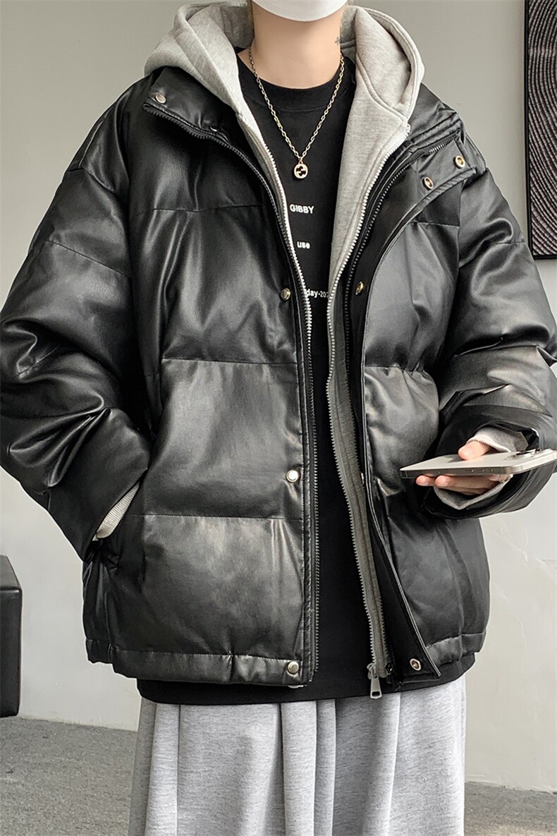 8XL-M高品质！！特大码羽绒服假两件皮棉袄连帽羽绒服YRFC02P190,男装羽绒服,电商D206-1