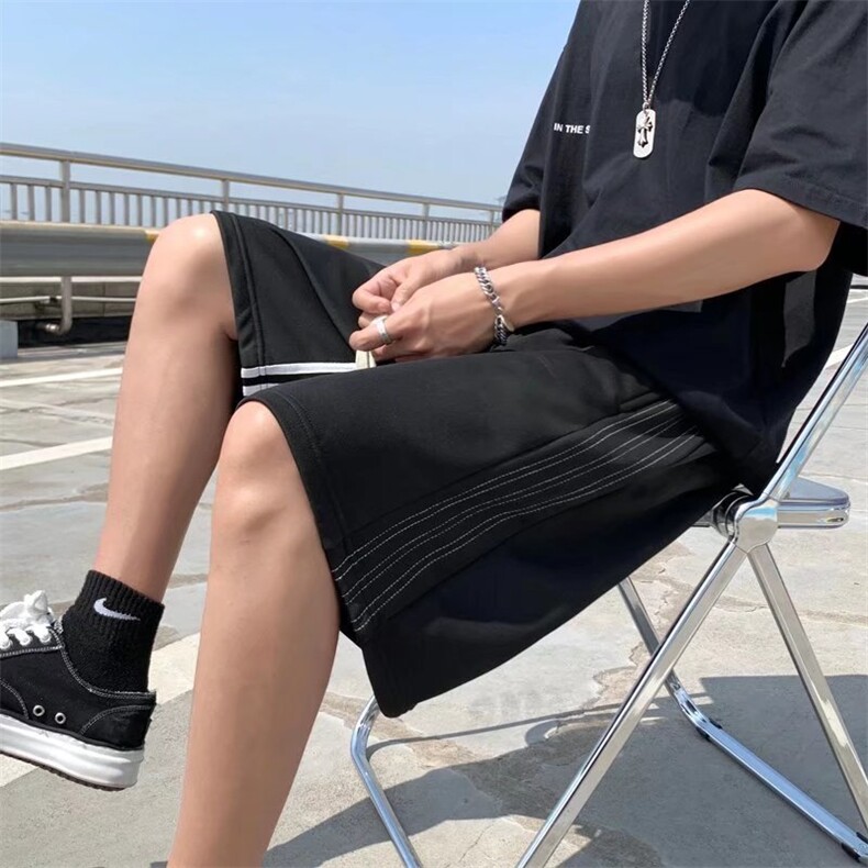 夏季休闲短裤男ins潮牌纯色简约撞色拼接DK79P25,男装休闲裤,星座1116-2