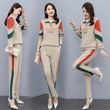 时尚拼接减龄套装女2025新款韩版春秋休闲运动宽松显瘦卫衣两件套，女装套装/套裙，凯瑟曼