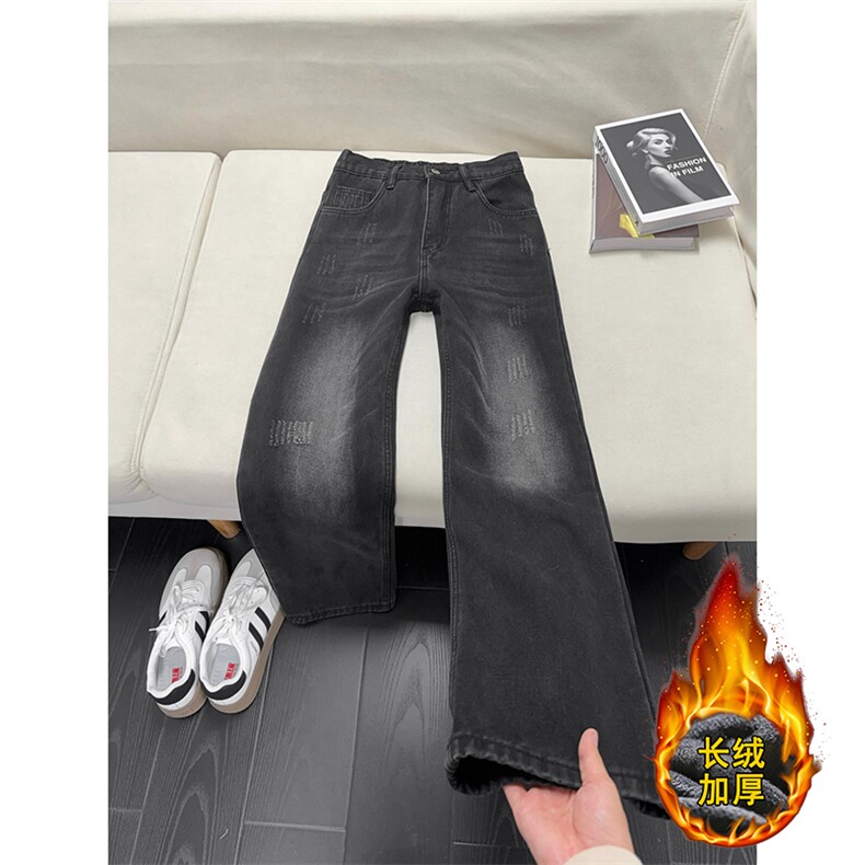 B221美式ins高街暗黑宽松直筒加绒牛仔裤LK25599-特P48控88,男装牛仔裤,电商B221
