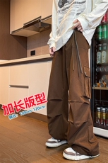 加长版工装裤男高个子阔腿直筒伞兵裤188cm110裤子KZ012P78加绒88，男装休闲裤，电商B312