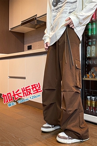 加长版工装裤男高个子阔腿直筒伞兵裤188cm110裤子KZ012P78加绒88图片