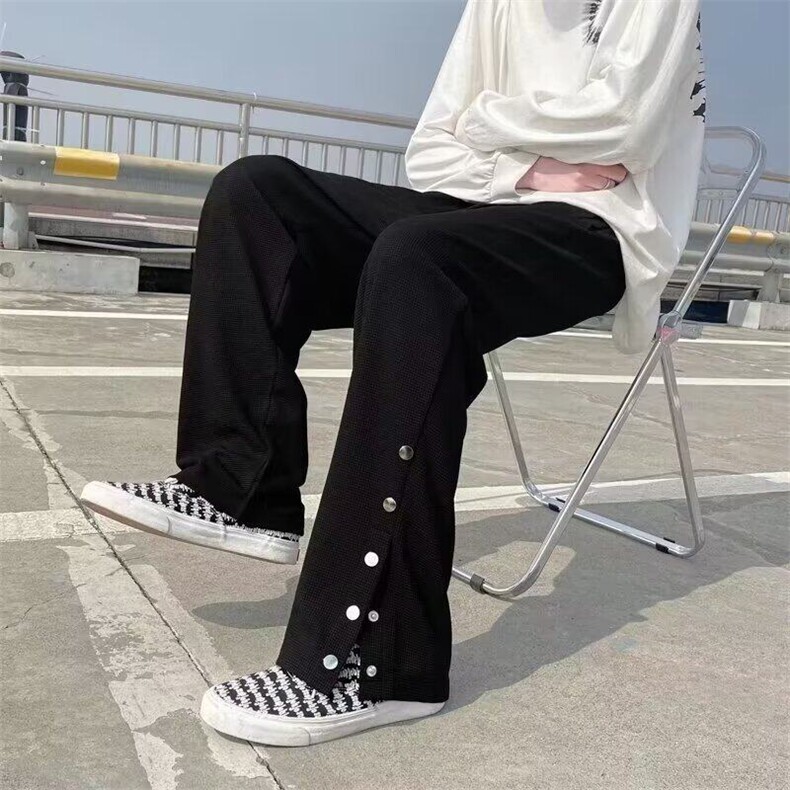 垂坠感阔腿休闲西裤高级感痞帅宽松直筒长裤KK355-P30,男装西裤,星座911-3