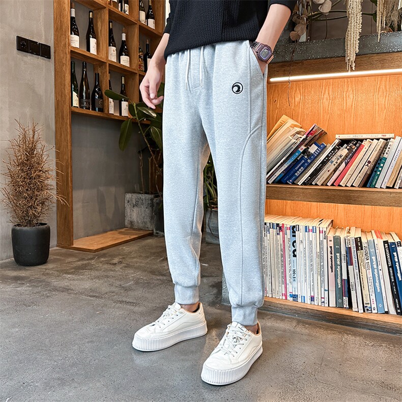 社会精神小伙裤子男秋潮牌ins运动束脚九分裤K8591-P45控78,男装休闲裤,星座210-3
