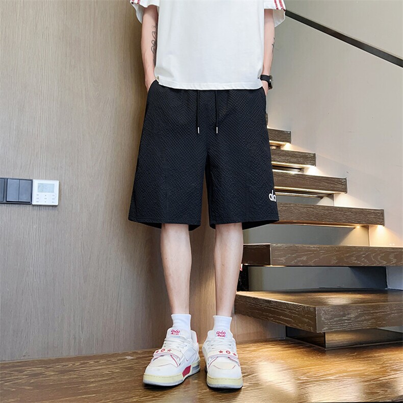 泡泡纱短裤男刺绣夏季薄款五分裤男生直筒沙滩A266-GBWDZM120-P18,男装牛仔裤,电商A266