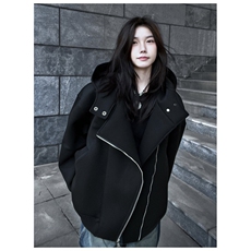 网图重磅380克全棉宽松设计感拉链套头连帽卫衣外套AH912-P58，女装短外套，四季星座610B